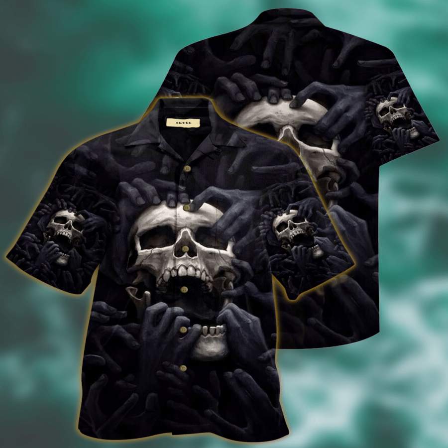 Hawaiian Aloha Shirts Dark Skull-1