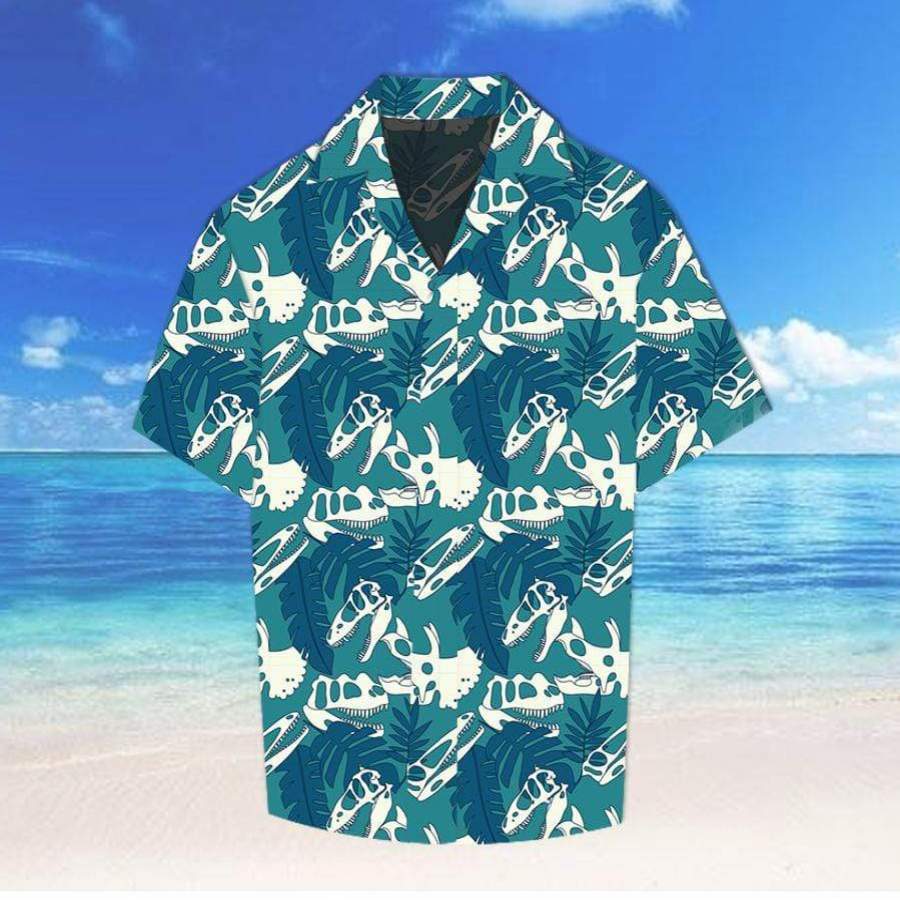 Hawaiian Aloha Shirts Dinosaurs Skull