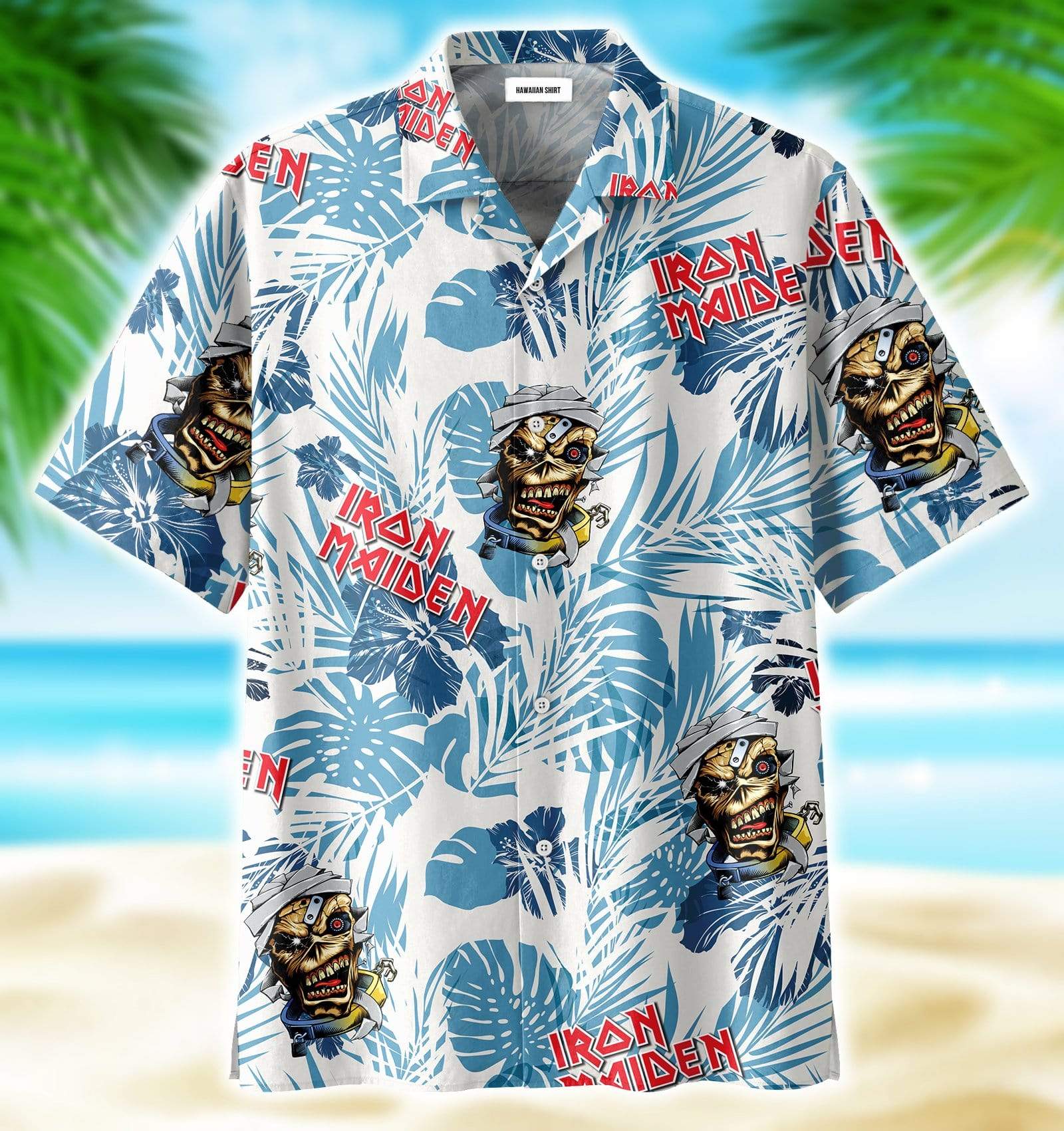 Hawaiian Aloha Shirts Iron Maiden Skull