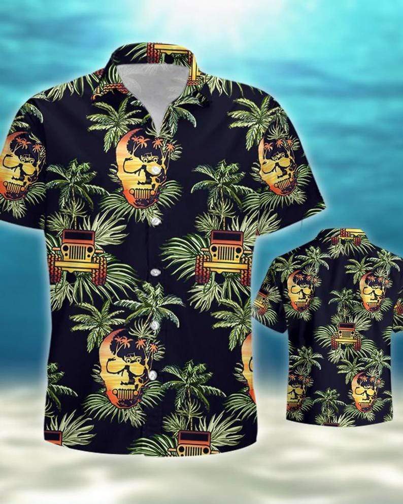 Hawaiian Aloha Shirts Jeep Skull Beach Tropical