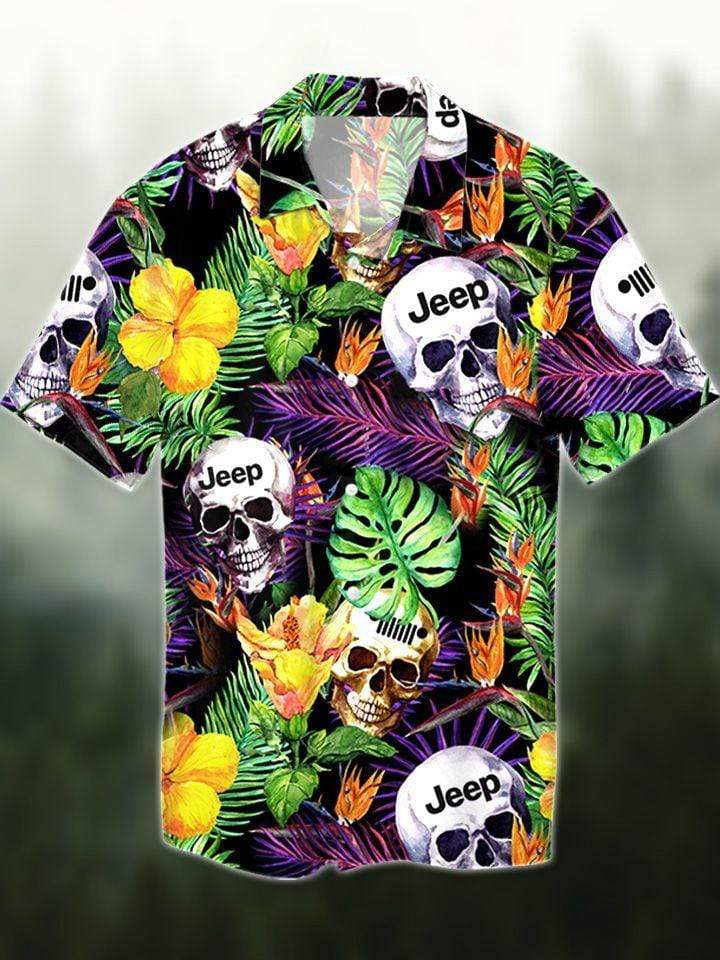 Hawaiian Aloha Shirts Jeep Skull Floral Tropical