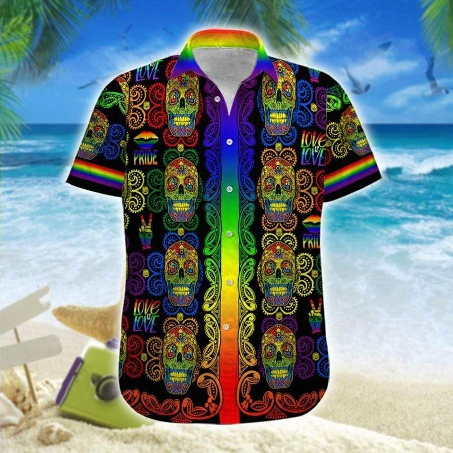 Hawaiian Aloha Shirts Lgbt Sugar Skull Love-1