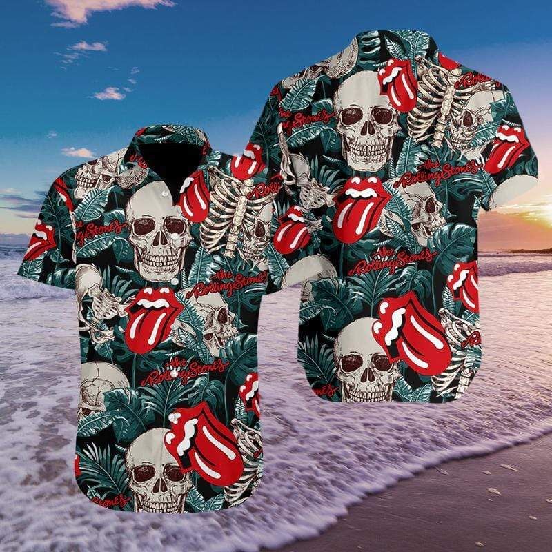 Hawaiian Aloha Shirts Music Skull The Rolling Stone 309l-1