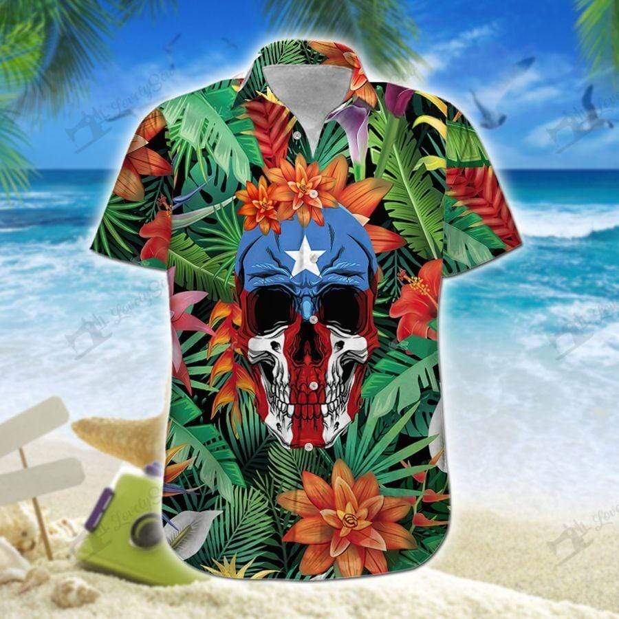 Hawaiian Aloha Shirts Puerto Rico Skull