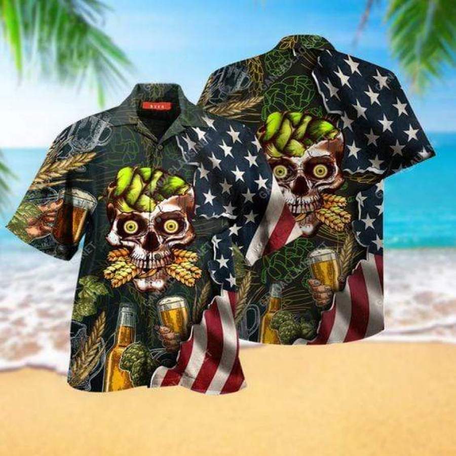 Hawaiian Aloha Shirts Skull Beer Flag-1