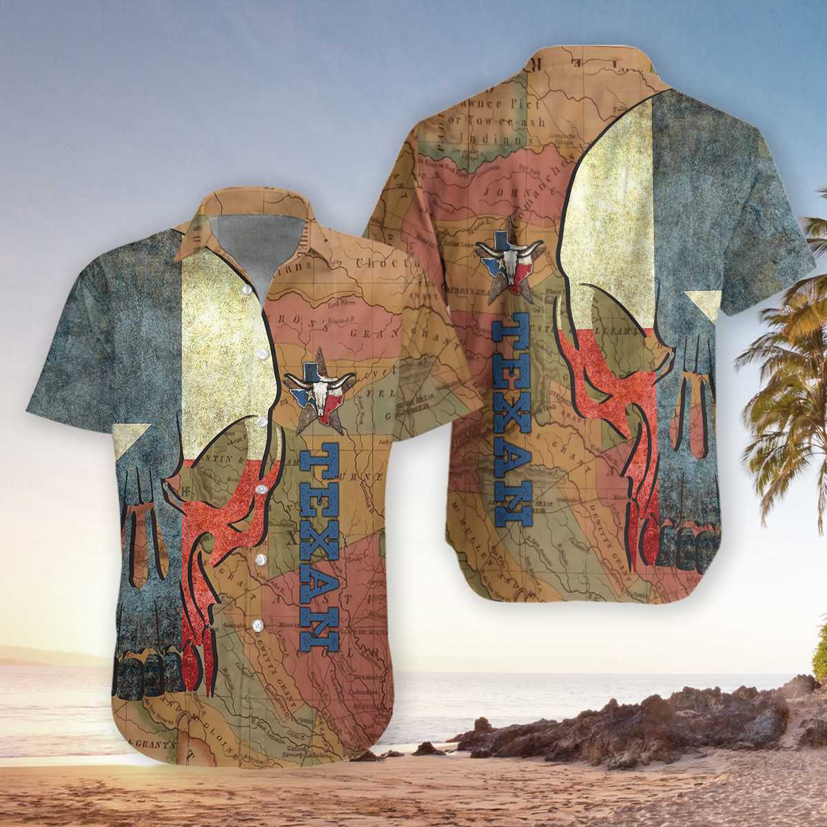 Hawaiian Aloha Shirts Texan And Skull