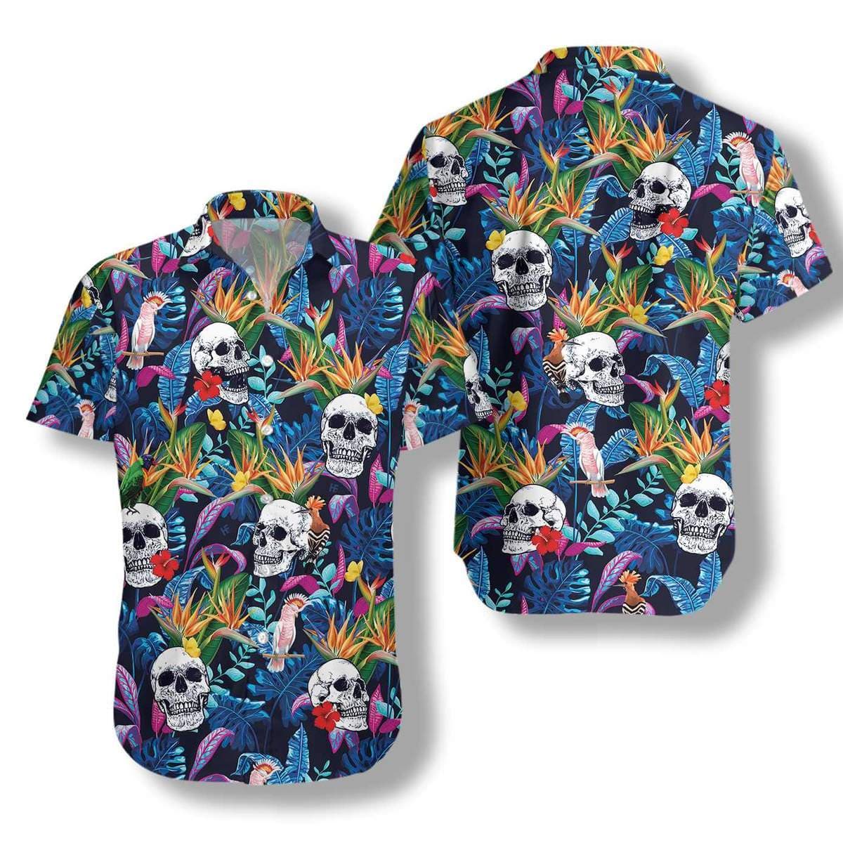 Hawaiian Aloha Shirts Tropical Forest And Skull