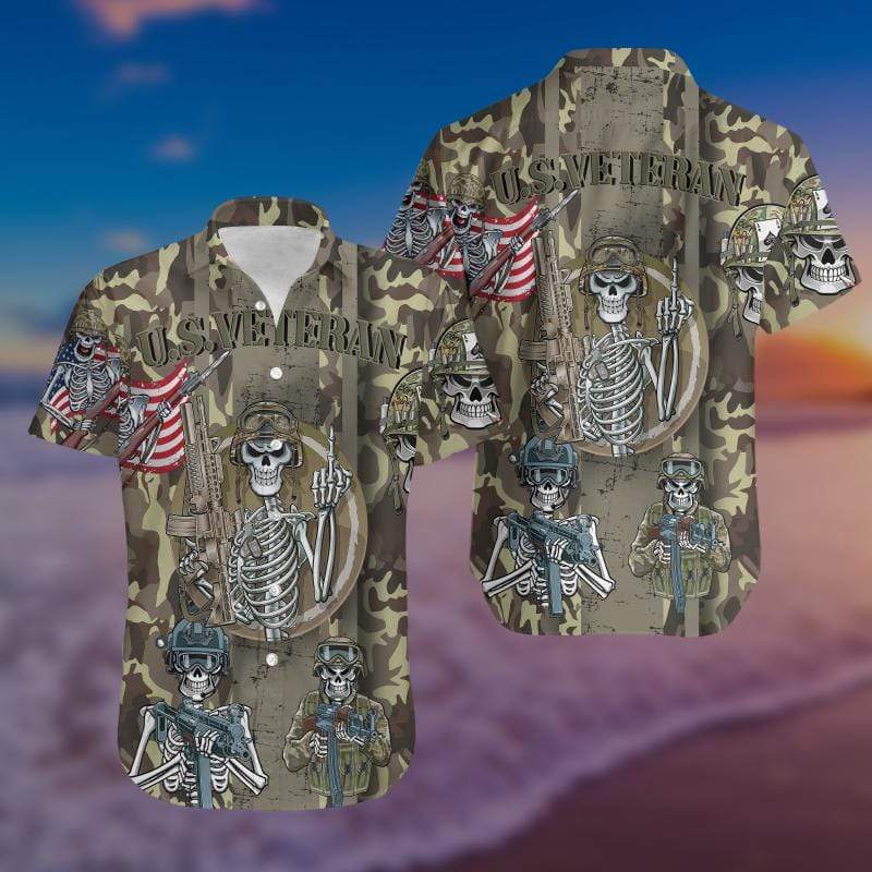 Hawaiian Aloha Shirts Us Veterans Skull 160321v-1