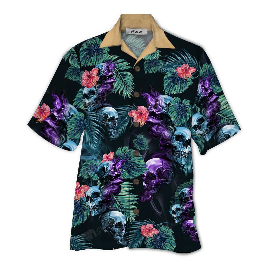 Hawaiian Shirt Skull Flower Tropical