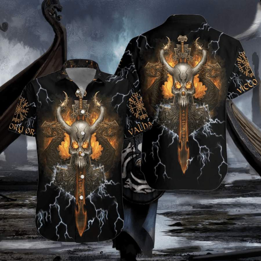 Hawaiian Shirts Cool Viking Skull-1