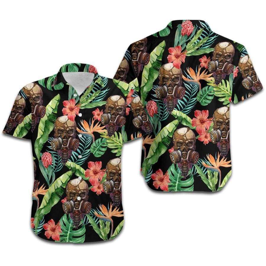 Hawaiian Shirts Skull Hibiscus Tropical