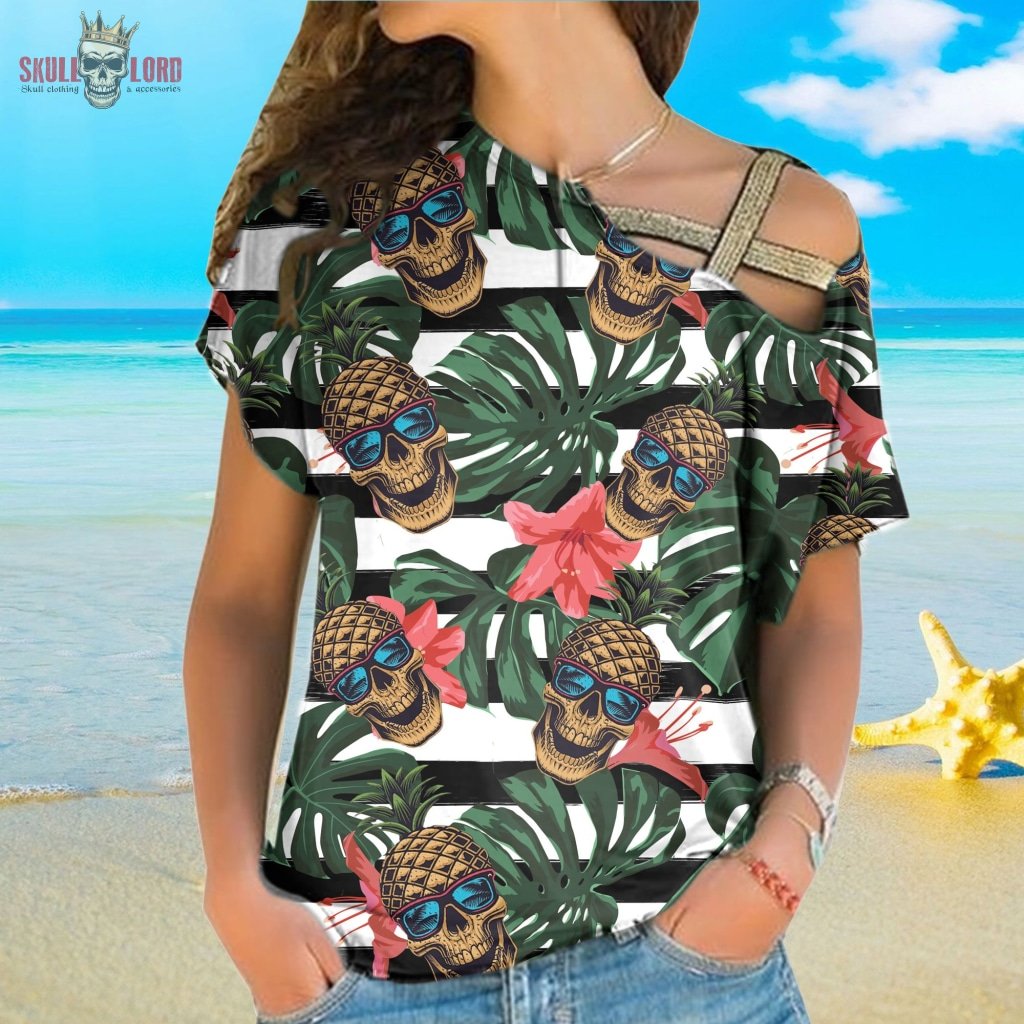 Hawaiian Skull Cross Shoulder Shirt