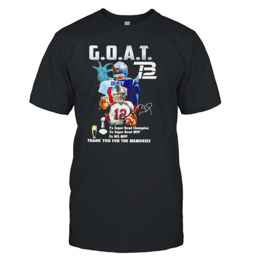 Tom Brady GOAT NFL MVP thank you for the memories signature shirt -  Yeswefollow