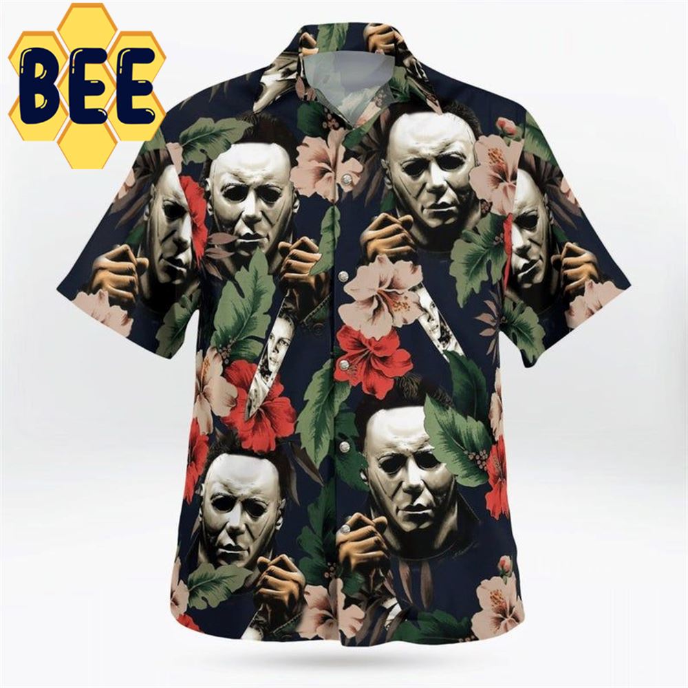 Hibiscus Flower Michael Myers Halloween Hawaiian Shirt-1