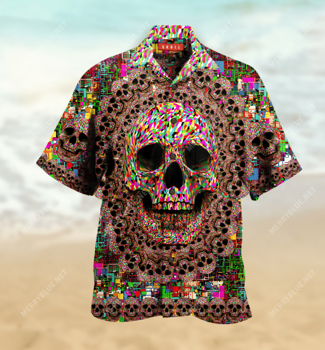 High Quality Amazing Smiling Skull Hawaiian Unisex Shirt