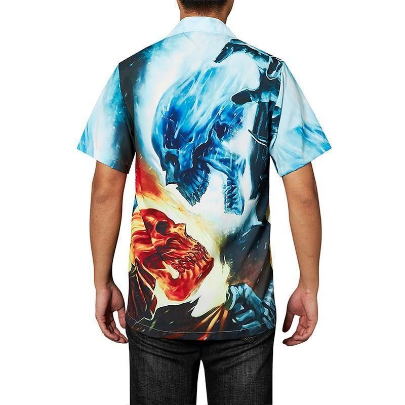 High Quality Mens Hawaiian Shirts Ugly Skull Printed-1