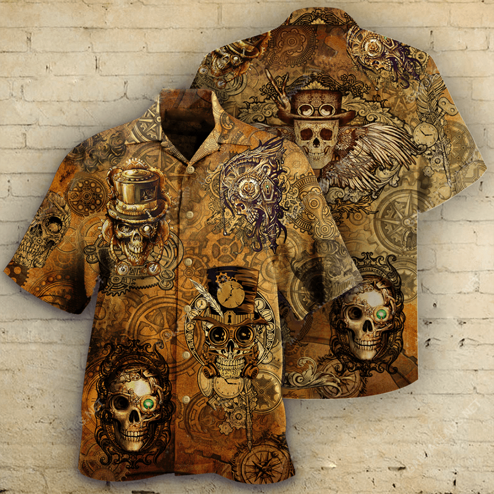 High Quality Skull Steampunk Hawaiian Shirt-1