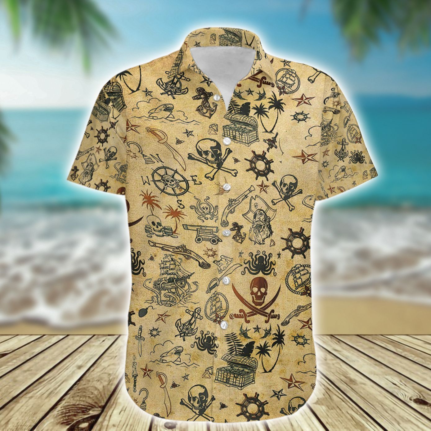 Higozy Amazing Pirate Skull Hawaiian Shirt