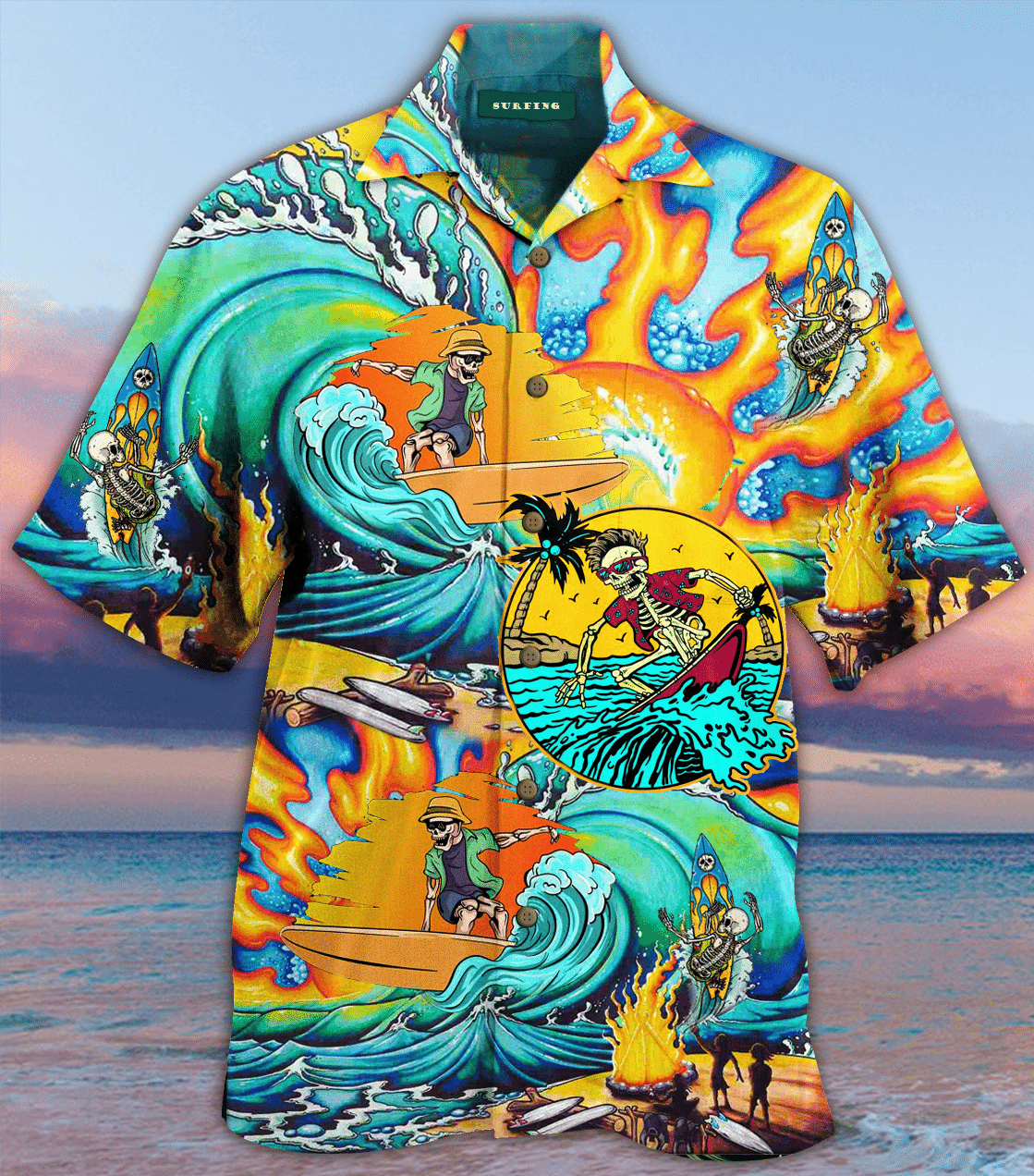 Higozy™ Amazing Surfing Skull Hawaiian Shirt