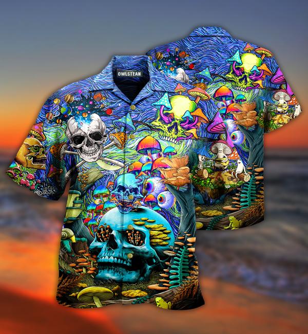 Hippie Die Once Live Forever Skull Mushroom – Hawaiian Shirt