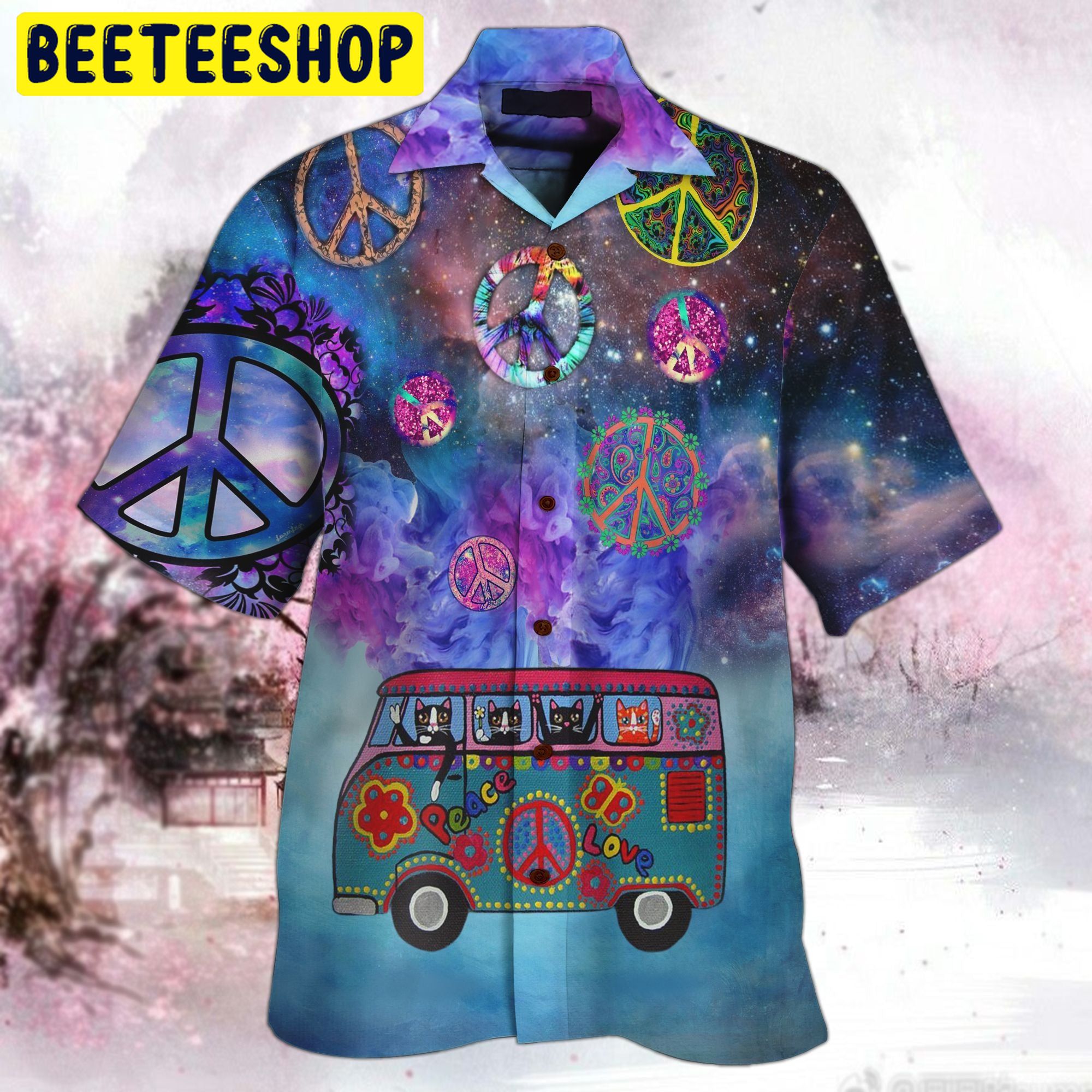 Hippie Peace Sign 3d All Over Printed Trending Hawaiian Shirt-1