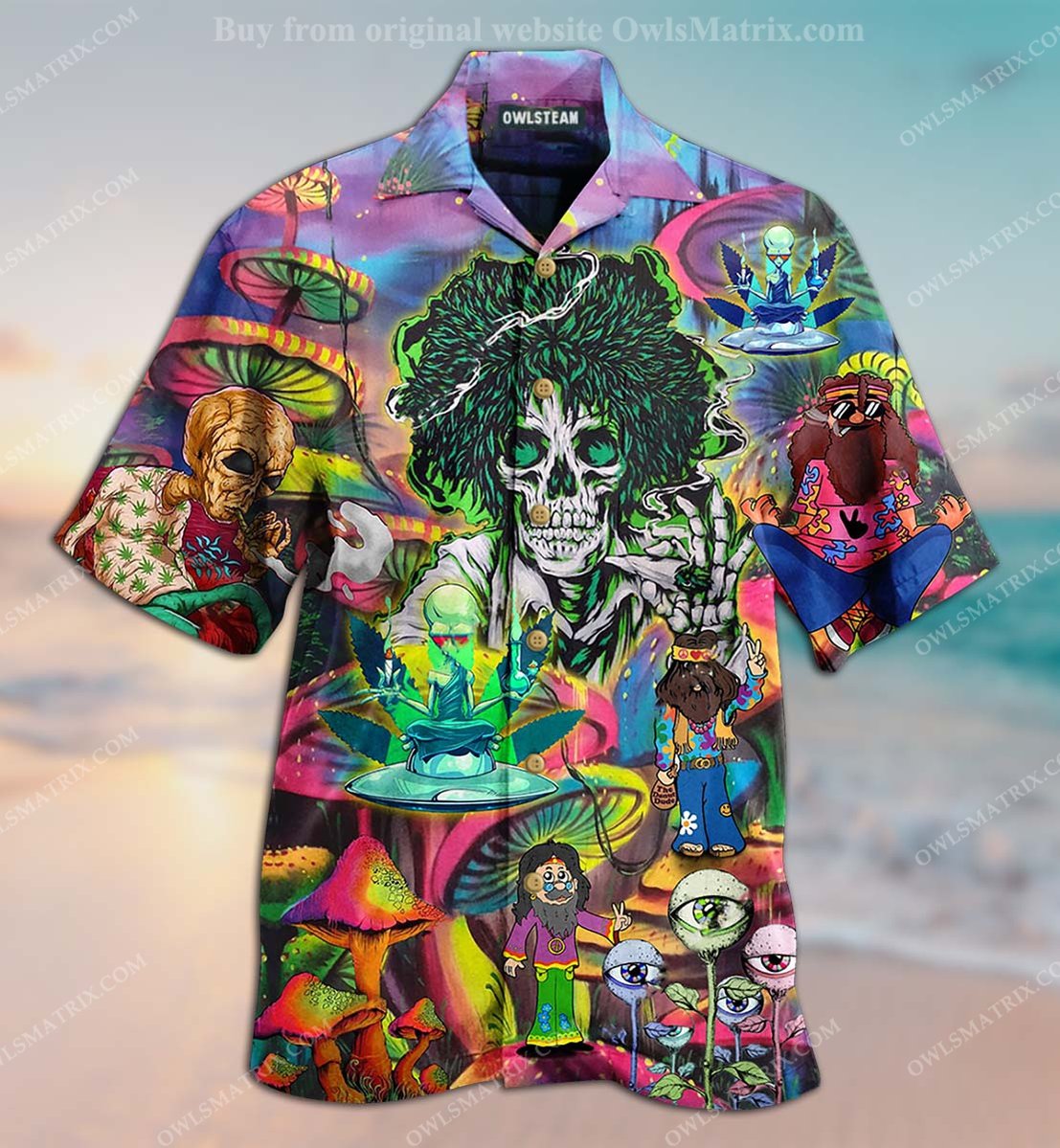 Hippie Skull Alien Mix Color Limited – Hawaiian Shirt