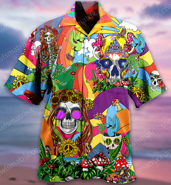 Hippie Skull Peace Life Color Limited – Hawaiian Shirt