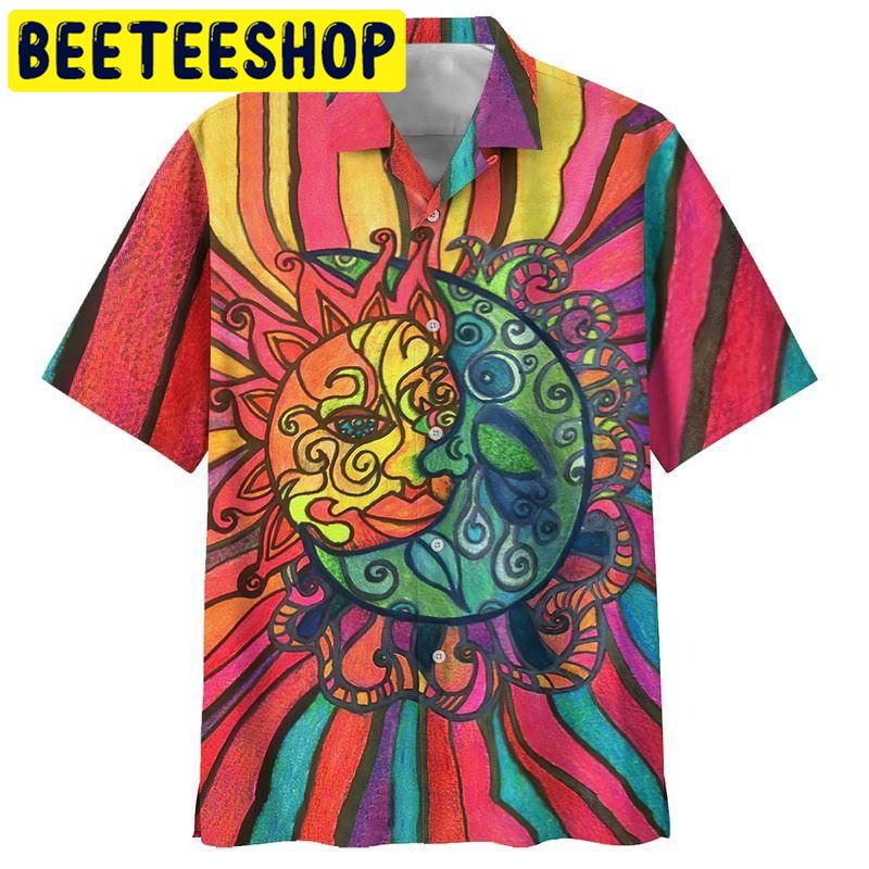 Hippie Sun And Moon Hawaiian Shirt-1