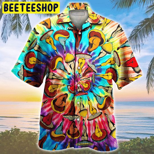 Hippie Tie-dye Mushroom Pattern Trending Hawaiian Shirt-1