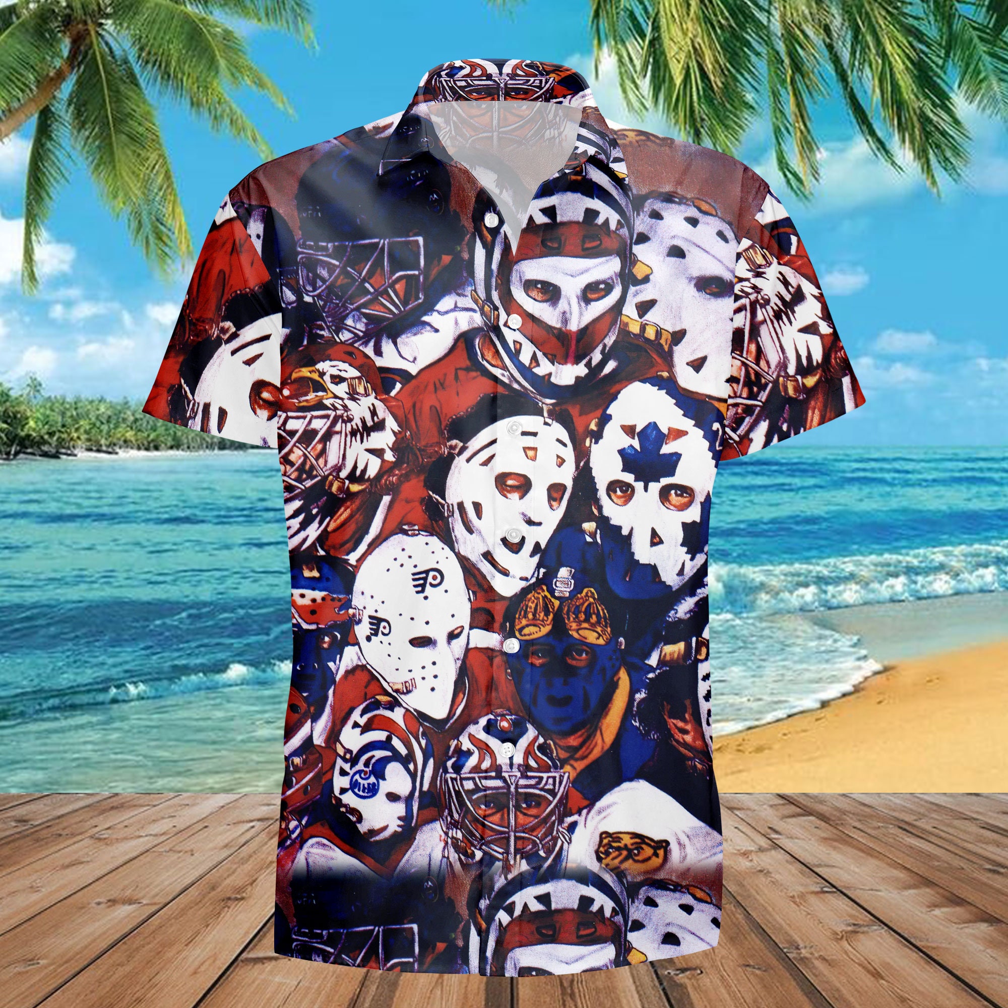 Hockey Mask Halloween Hawaiian Shirt-1