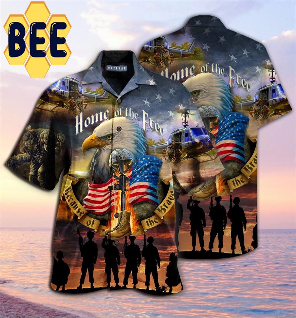 Home Of The Free Because Of The Brave Veterans Hawaiian Shirt-1