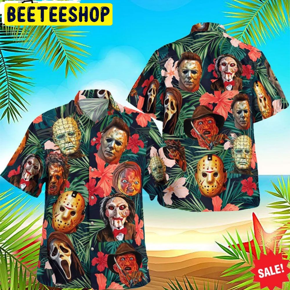 Horror Characters Jason Voorhees Michael Myers Fredd Halloween Hawaiian Shirt-1