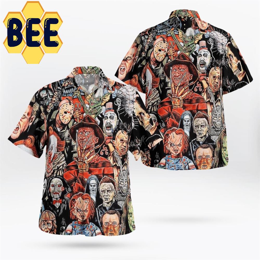 Horror Characters Movie Halloween Hawaiian Shirt-1