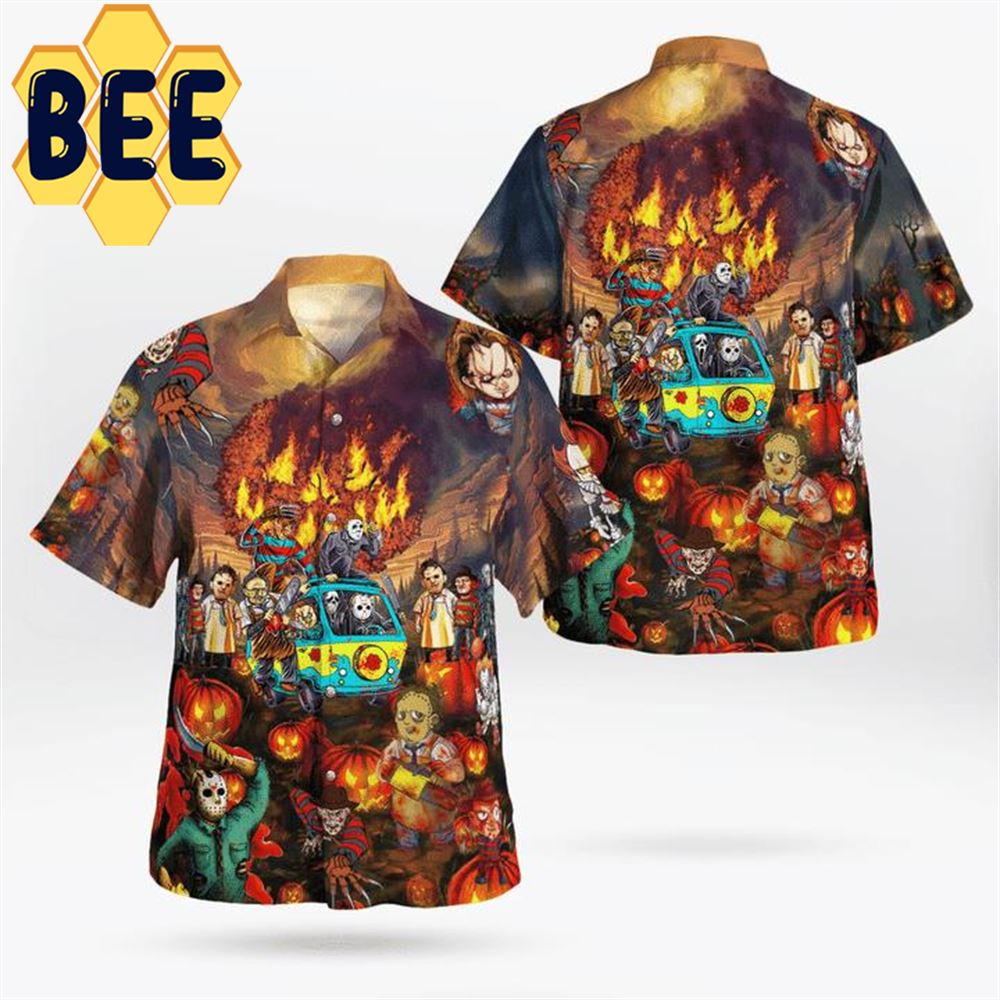 Horror Characters Party Halloween Hawaiian Shirt-1