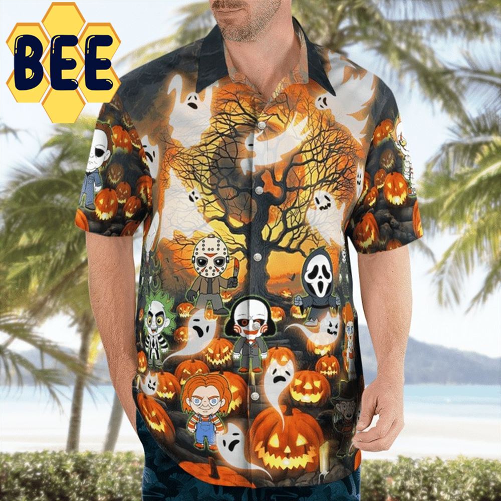 Horror Killers Chibi Halloween Hawaiian Shirt-1