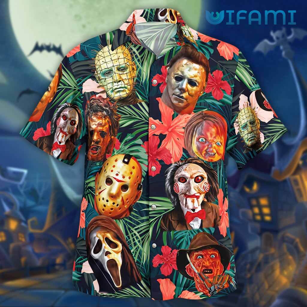 Horror Movie Characters Hawaiian Shirt Jason Voorhees Freddy Krueger Leatherface