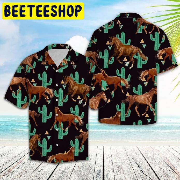 Horse Cactus Pattern Hawaiian Shirt