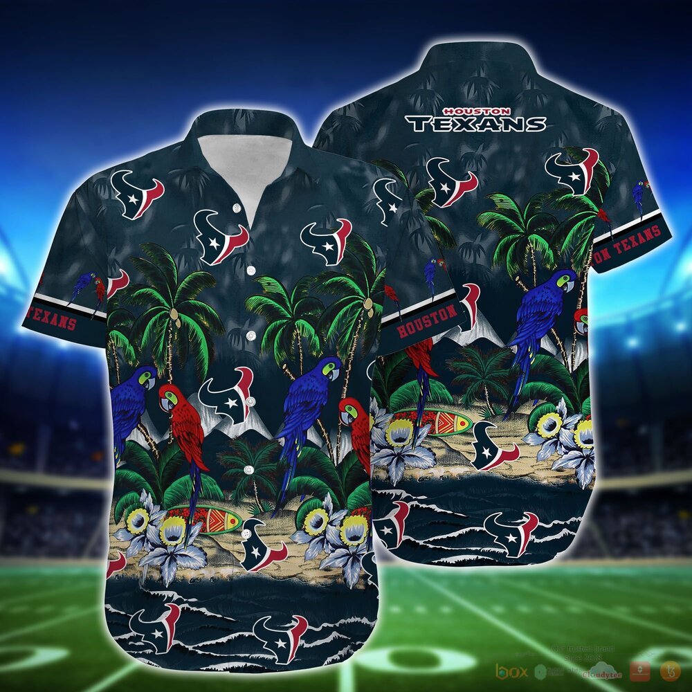 Houston Texans Parrot Island Nfl Hawaiian Full 3d Shirt-1