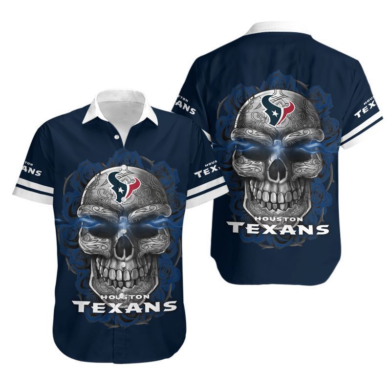 Houston Texans Sugar Skull Nfl Hawaiian Shirt For Fans-1