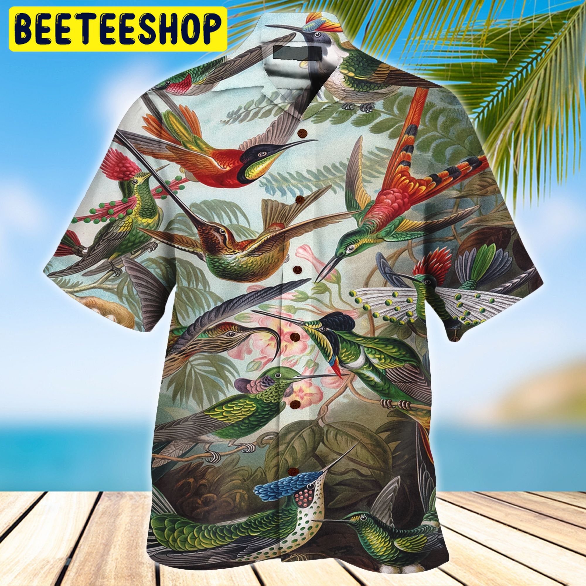 Hummingbird Pattern 3d All Over Printed Trending Hawaiian Shirt-1