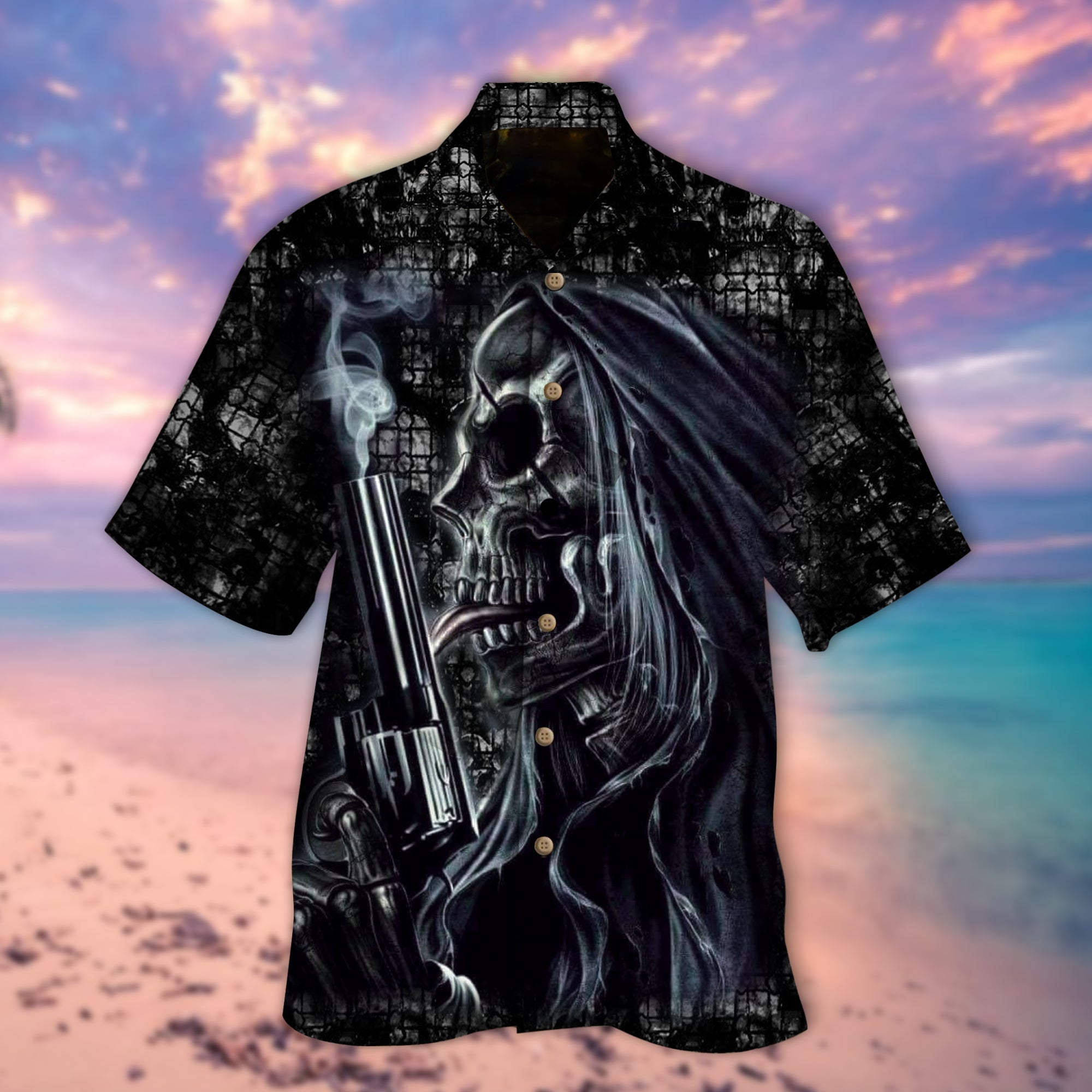 Hunter Skull Hawaiian Shirt