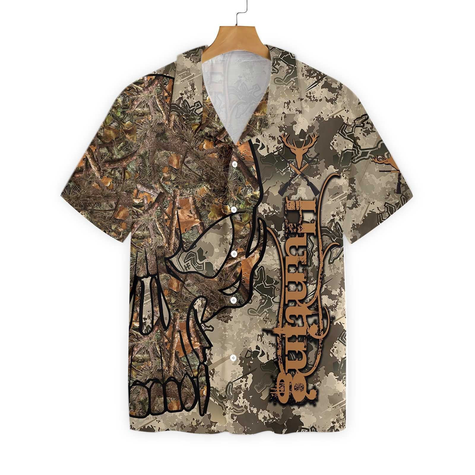 Hunting Skull Camo Pattern Background Hawaiian Shirt