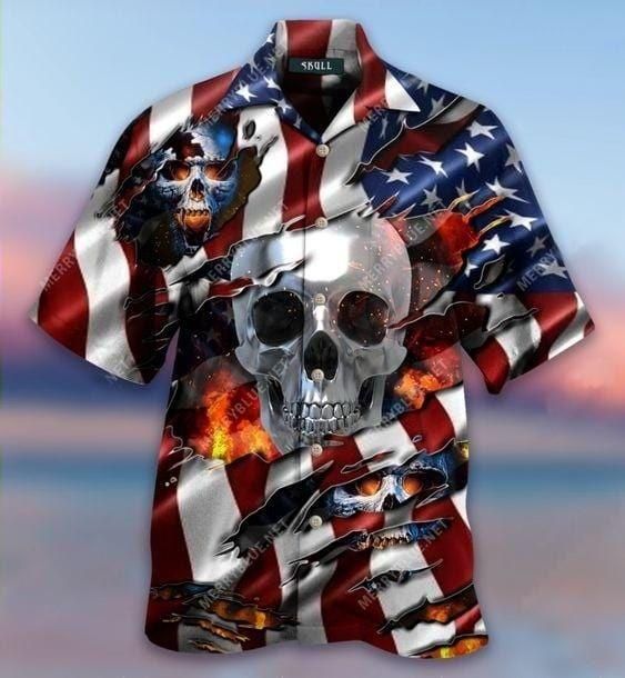 I Died For My Country Skull Aloha Hawaiian Shirt