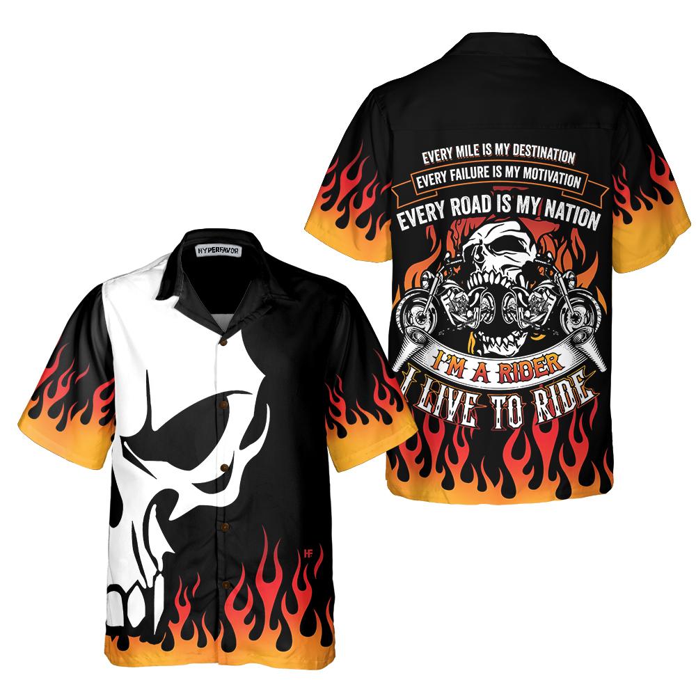 I Live To Ride Hawaiian Shirt Unique Skull Motocycle Shirt