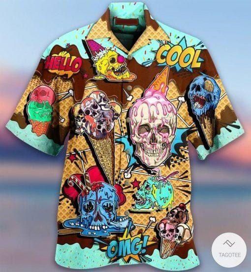 Ice Cream So Cool Skull Aloha Hawaiian Shirt Colorful Short Sleeve Summer Beach Casual Shirt For Men And Women