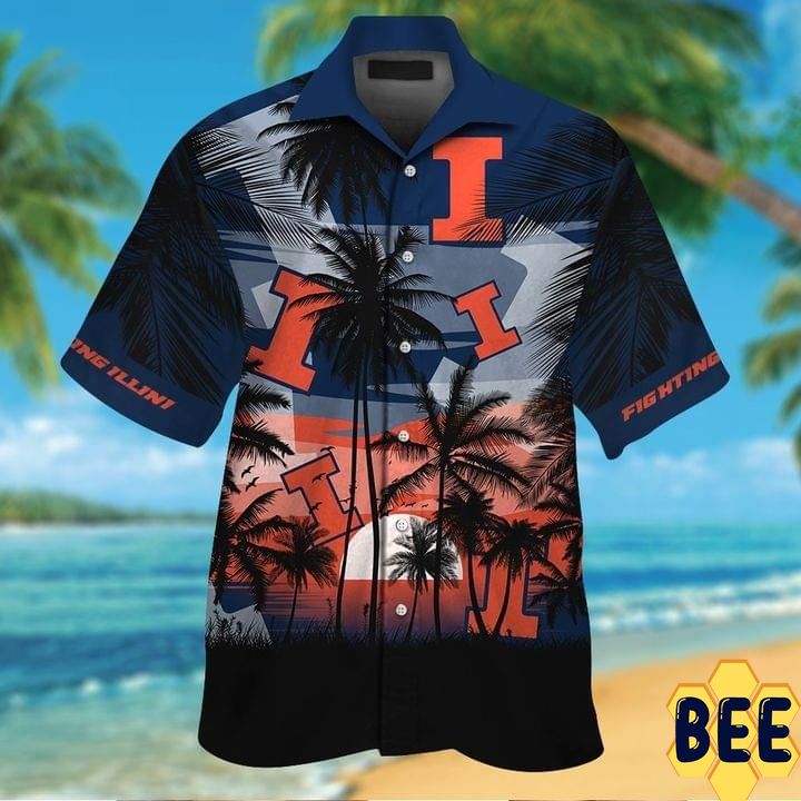 Illinois Fighting Illini Tropical Trending Hawaiian Shirt-1