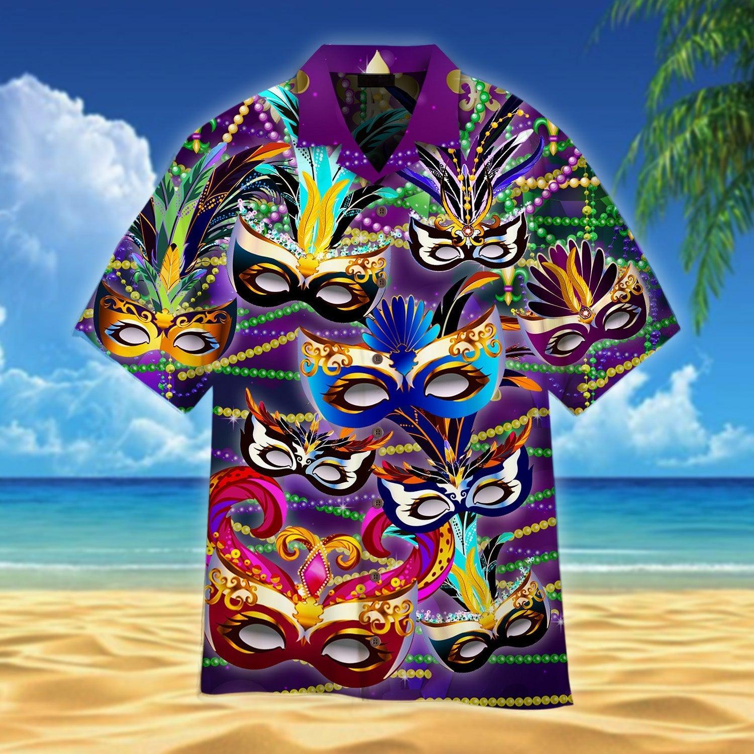 Im Here For The Masks Mardi Gras Fat Tuesday Carnival Hawaiian Shirt