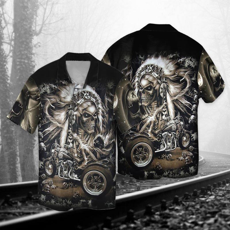 Indian Mad Skull Rider Custom Design 3d Full Print Hawaiian Shirt