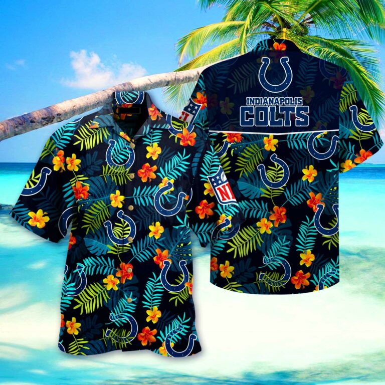 Indianapolis Colts Nfl Hawaiian Shirt Short 3d For Fans-1