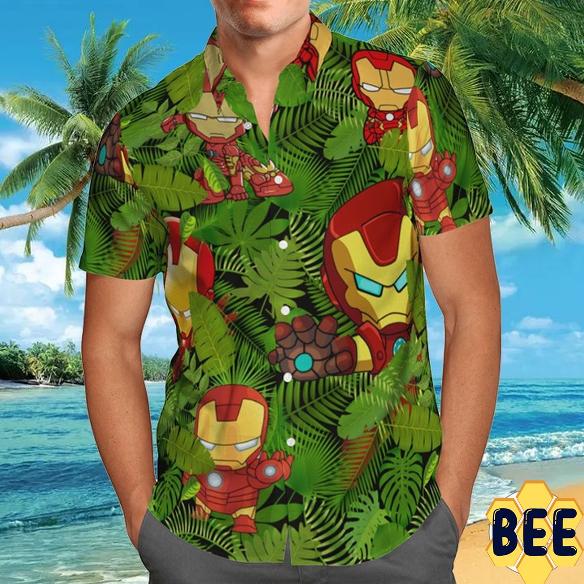 Iron Man Tropical Flower Trending Hawaiian Shirt-1